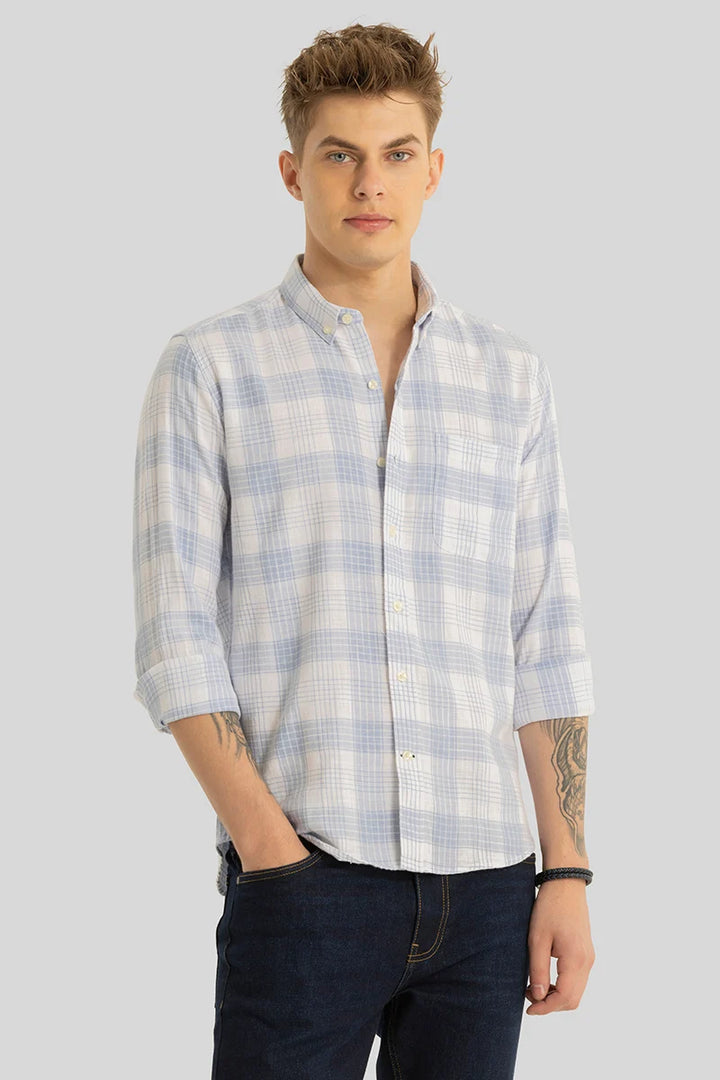 Spectrum Light Blue Checks Shirt