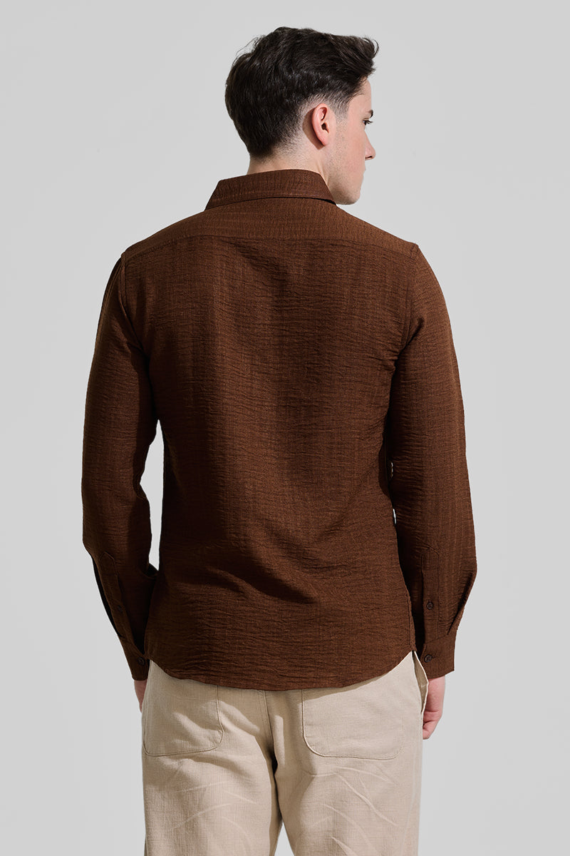 Brown Self-Striped Shirt