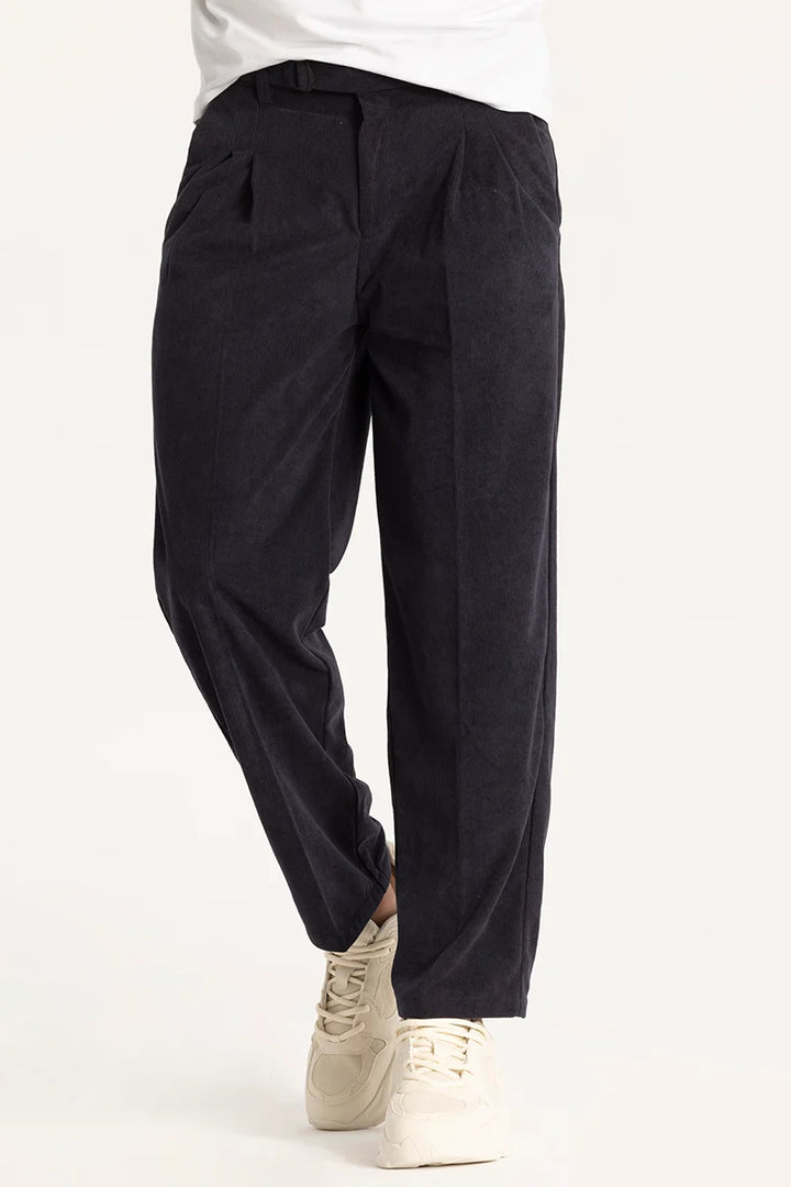 Navy Corduroy Korean Trousers