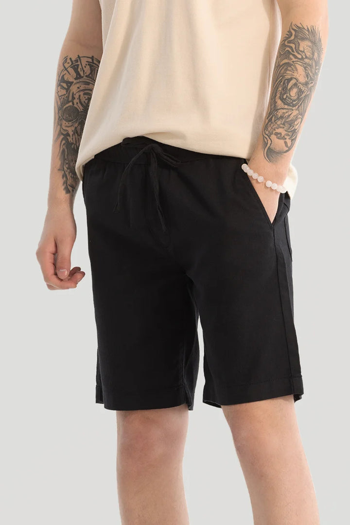 Black Cotton Shorts