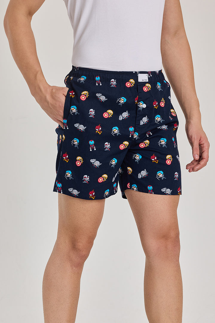 Navy Printed Boxer