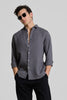 Charcoal Grey Slim Fit Textured Shirt