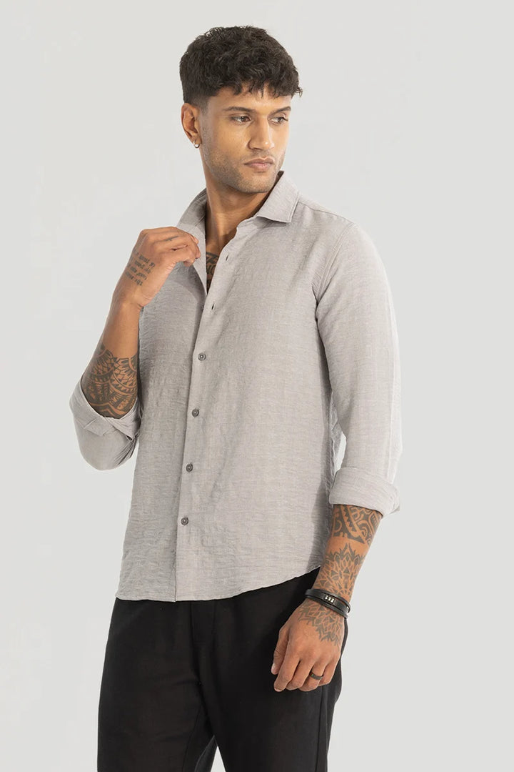 Grey Self-Design Shirt