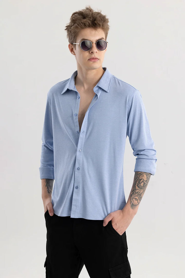 CollarEase Blue Plain Shirt