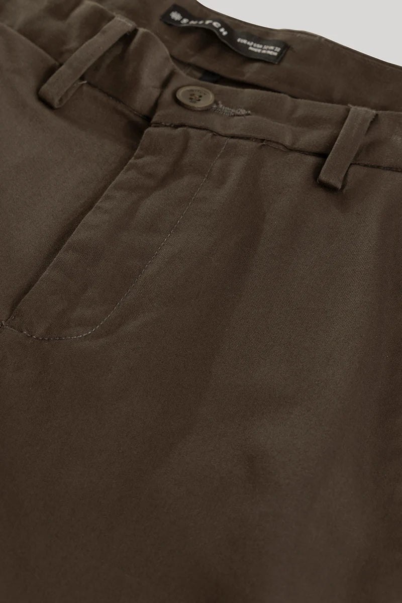 Urban Stride Brown Plain Slim Fit Chinos