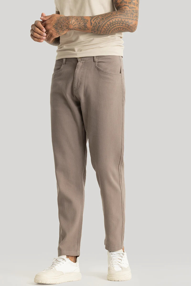 Camille Light Brown Plain Relaxed Fit Chinos