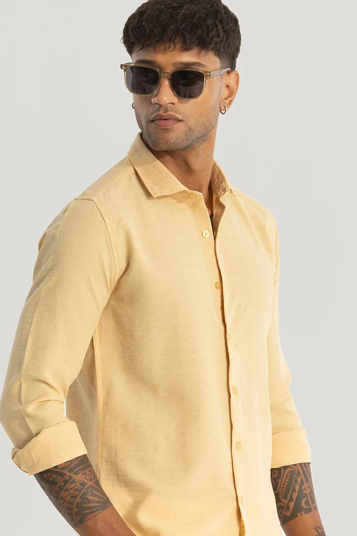 Yellow Self-Design Shirt