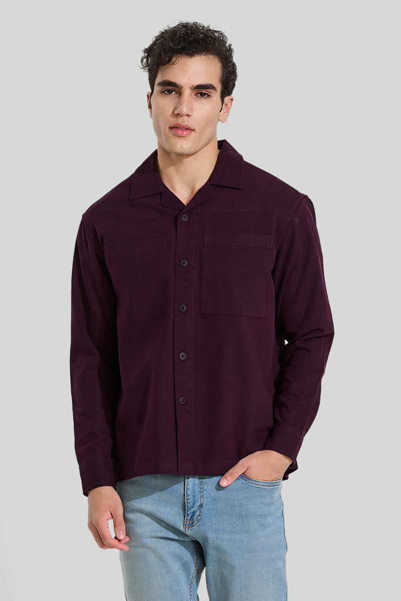 Burgundy Relaxed Fit Overshirt