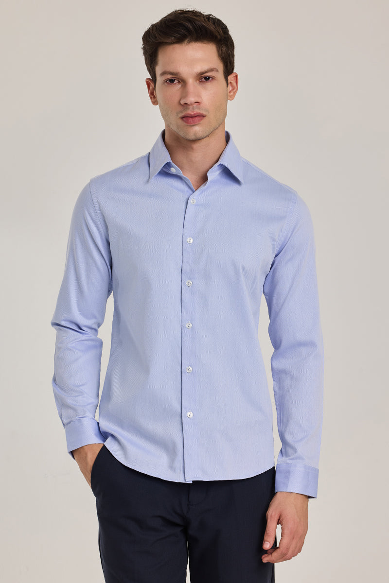 Light Blue Solid Slim Fit Shirt