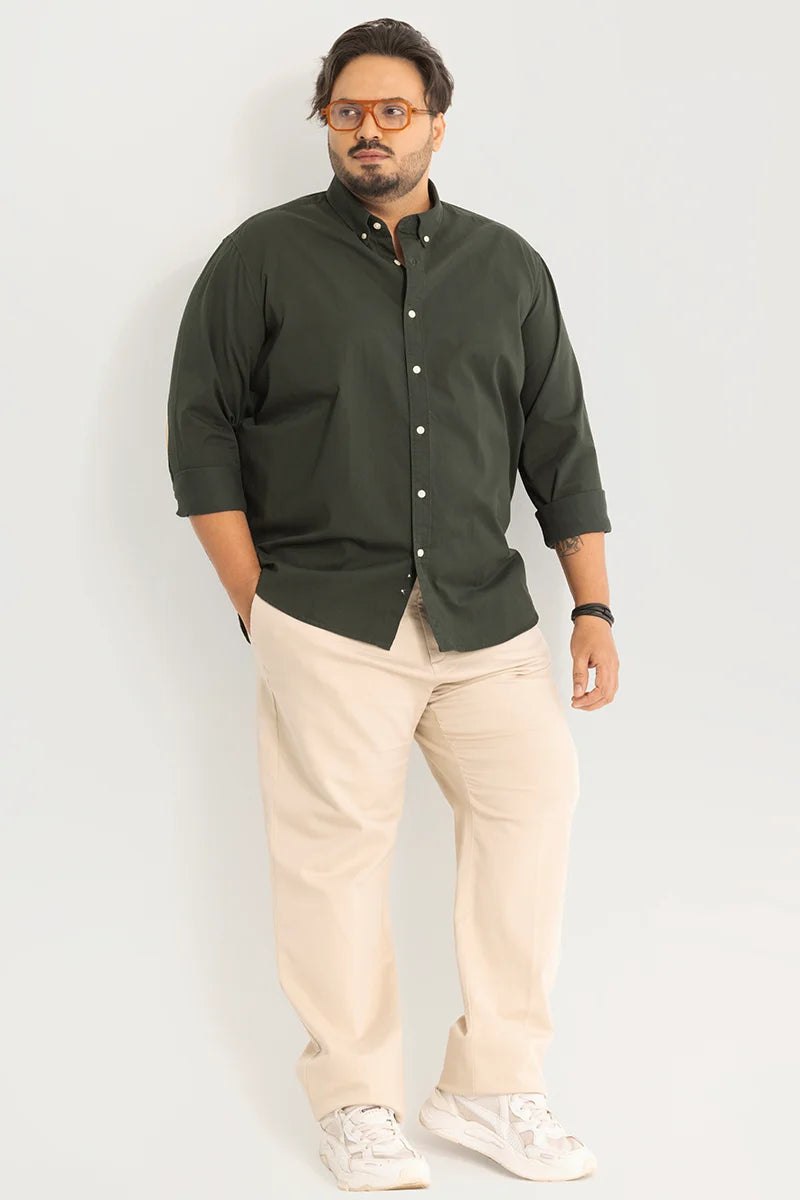 Silvano Patch Olive Plus Size Shirt