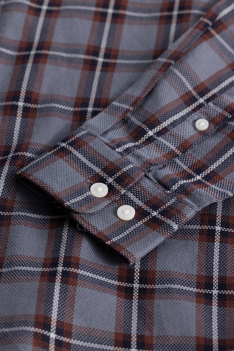 Fleur Greyish Blue Checks Shirts