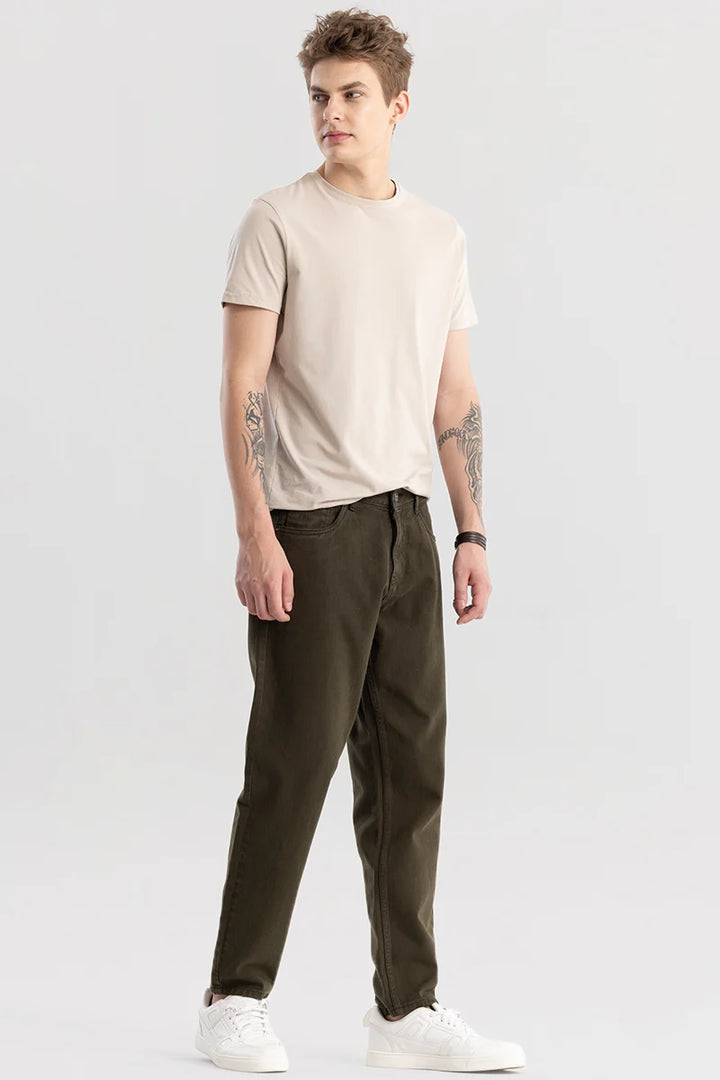 Loose Leisure Olive Baggy Fit Jeans