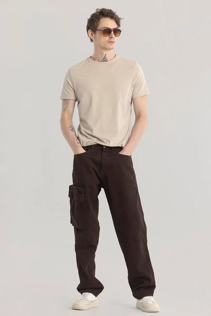 Pockeflex Brown Baggy Cargo Jeans