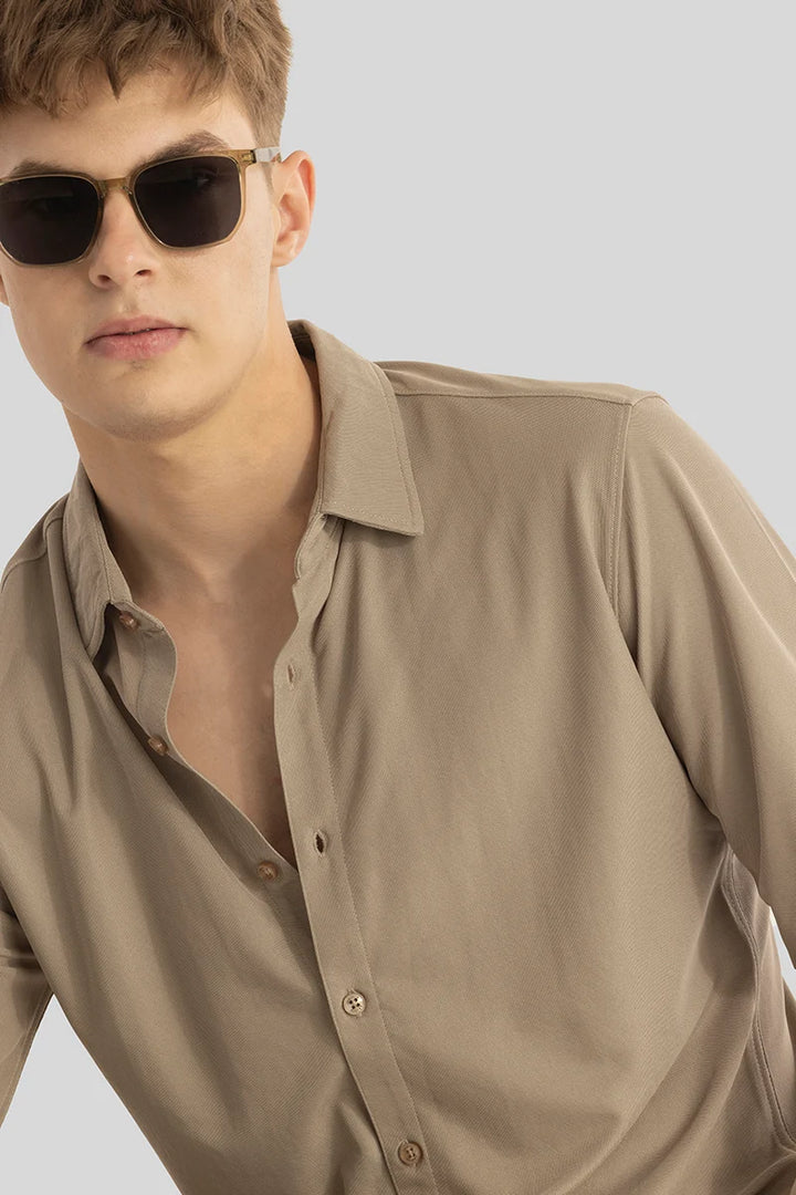 Carmine Light Brown Knitted Shirt