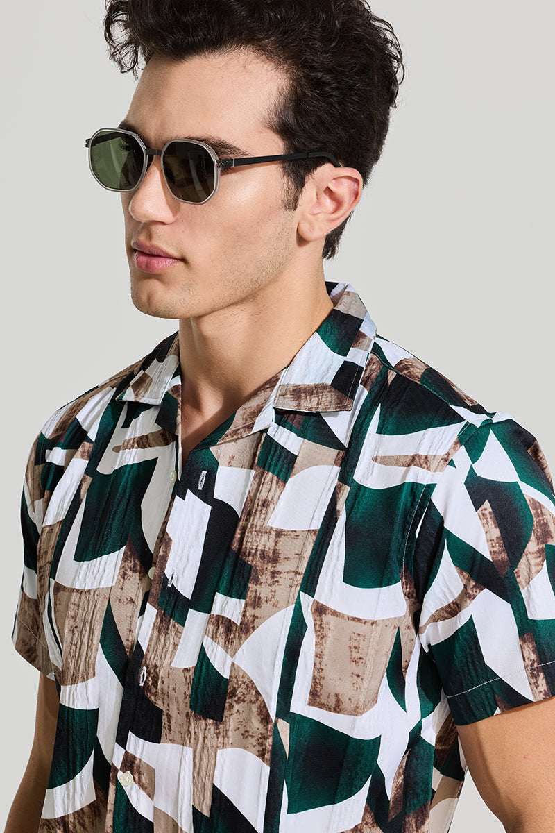 Dark Green Cuban Abstract Shirt