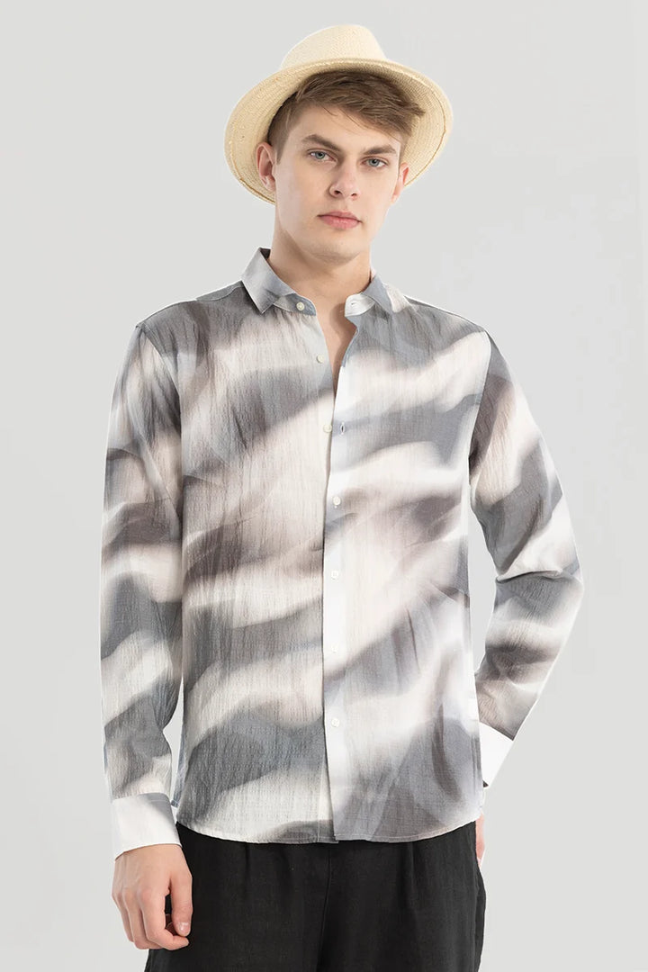 Grey Textured Abstract Shirt