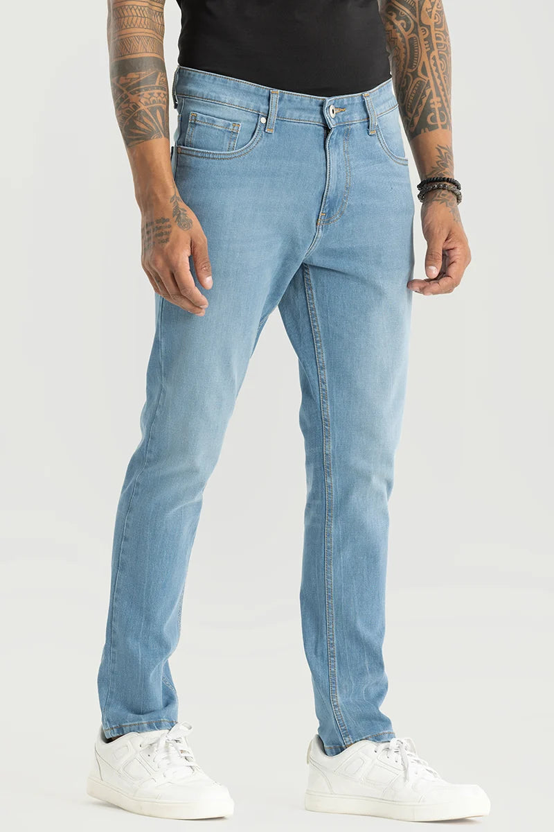 Slick Sky Blue Plain Slim Fit Jeans