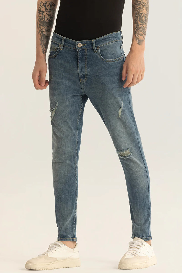 Horizon Blue Distressed Skinny Fit Jeans