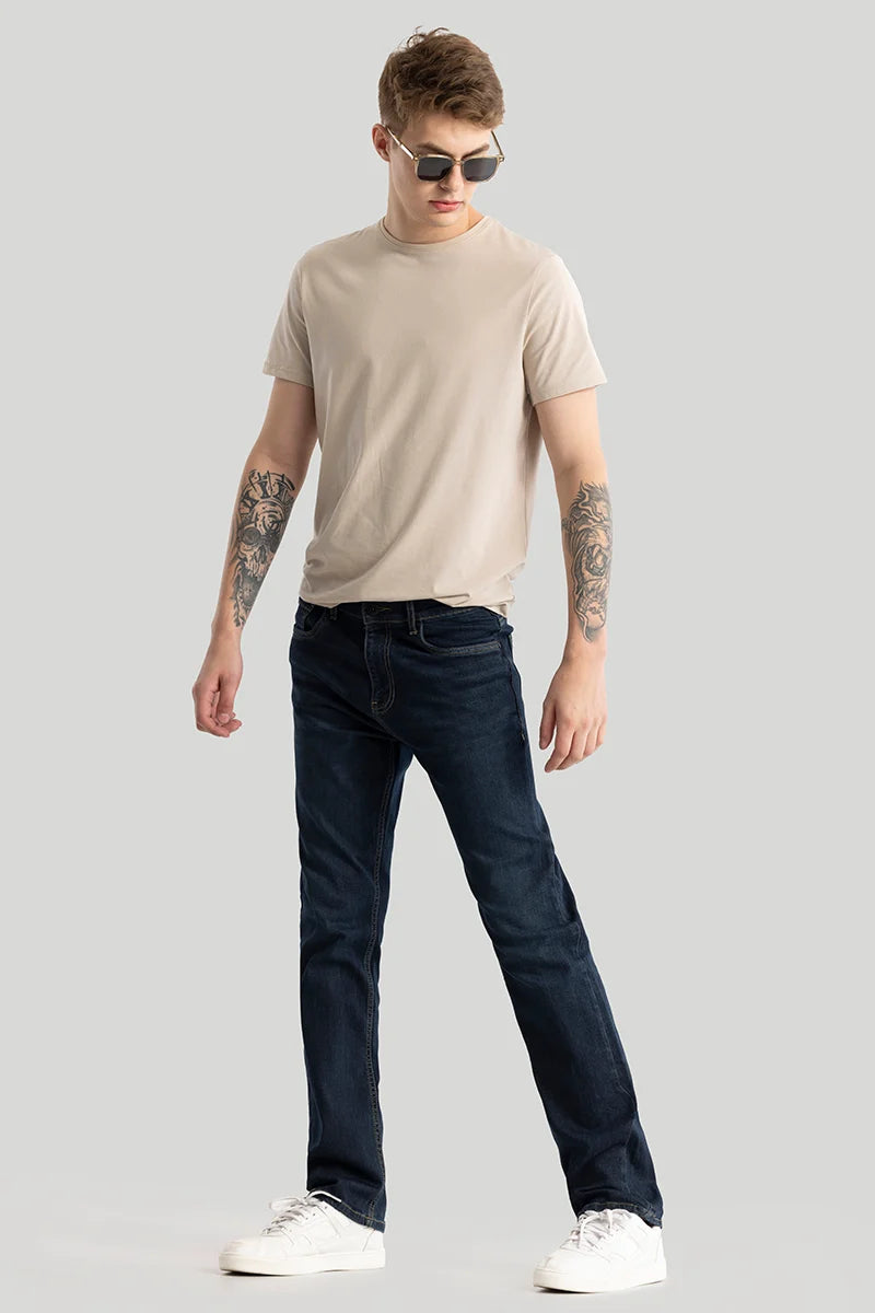 Kari Dark Blue Straight Fit Jeans