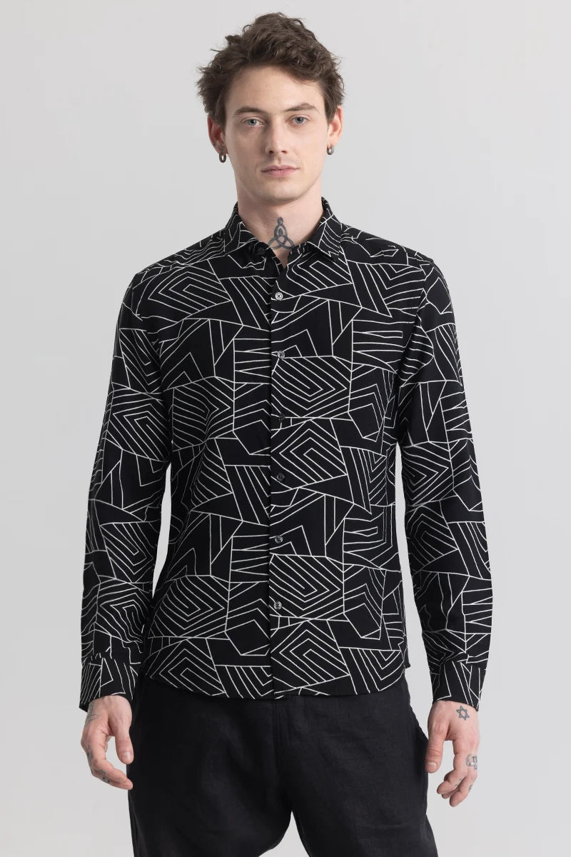 Geoshard Abstract Black Shirt