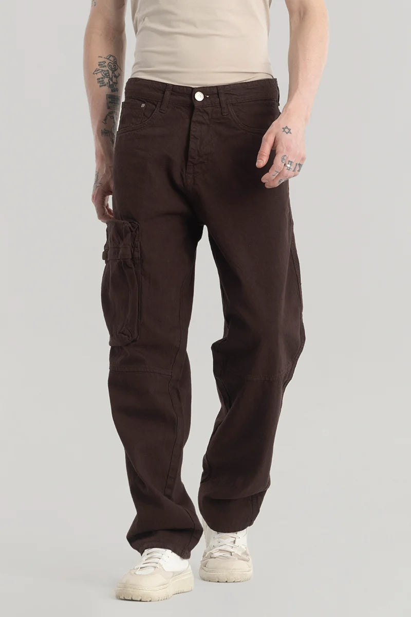 Pockeflex Brown Baggy Cargo Jeans