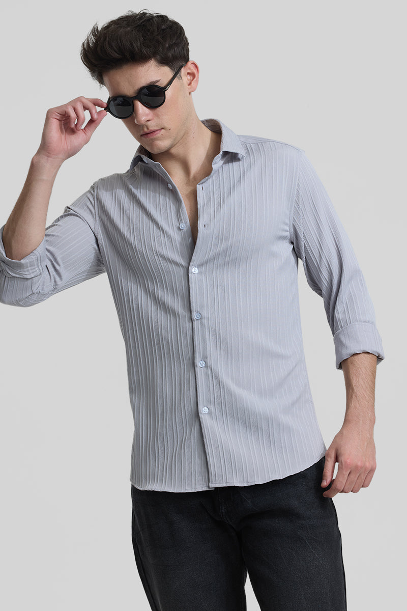 Light Grey Stripes Slim Fit Shirt