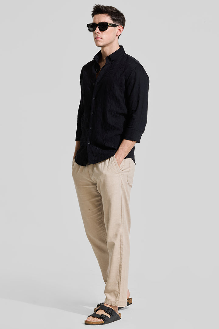 Black Textured Slim Fit Shirt