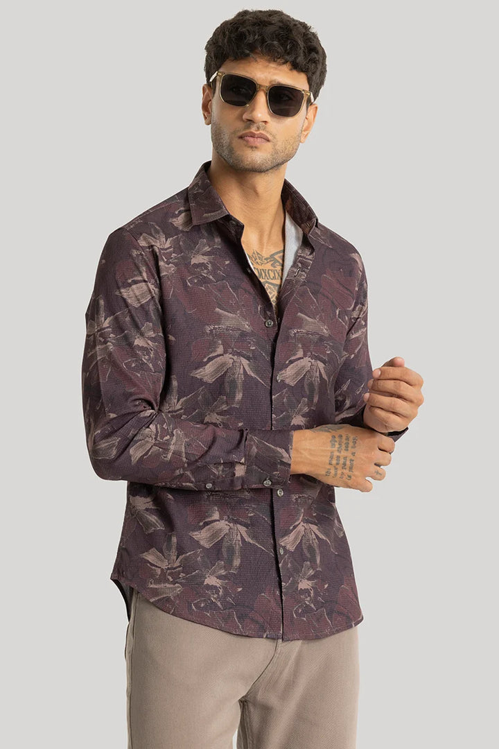 Origin Dark Brown Abstract Shirt