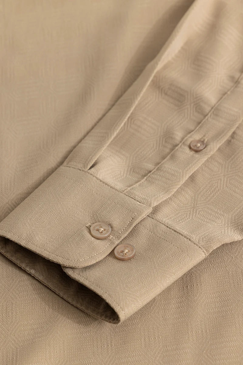 Anselmo Beige Self-Design Shirt