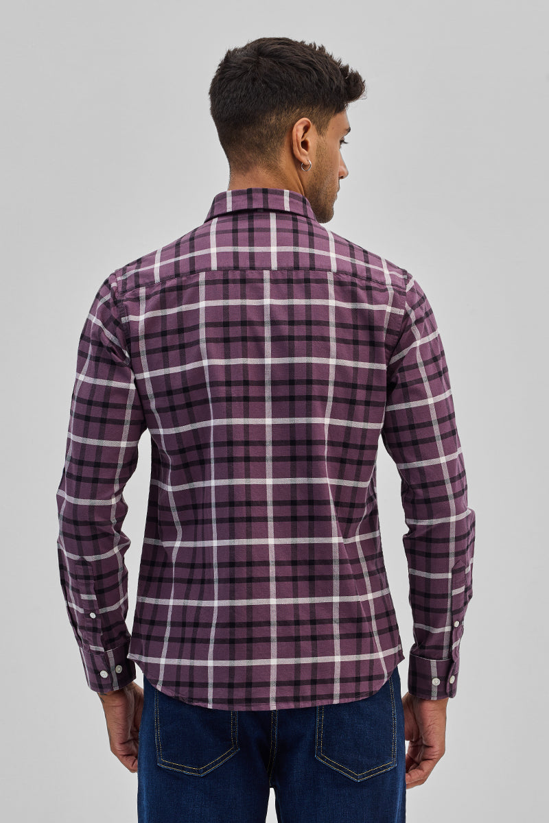 Purple Slim Fit Checks Shirt