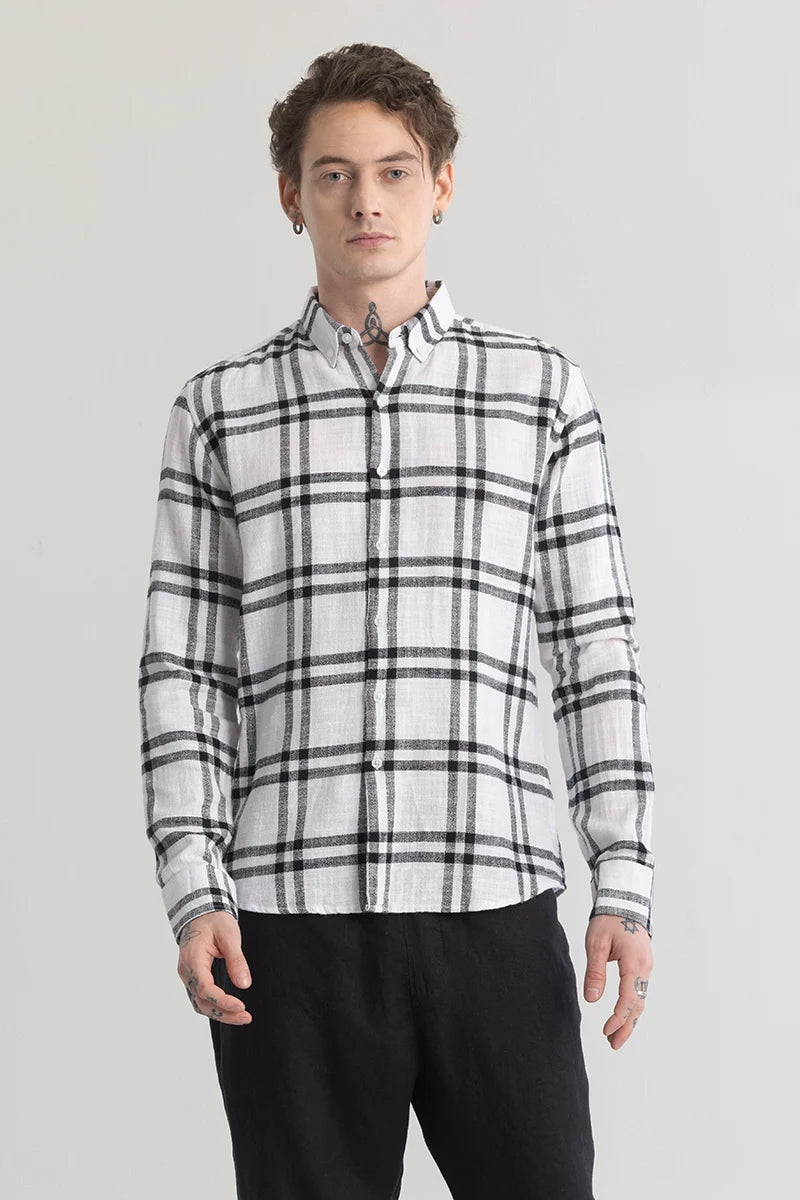 Checksque White Checkered Shirt