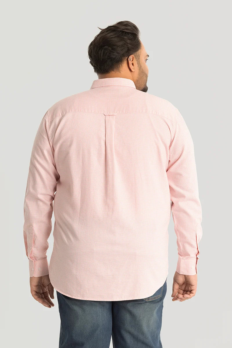 Rugero Peach Checks Plus Size Shirt