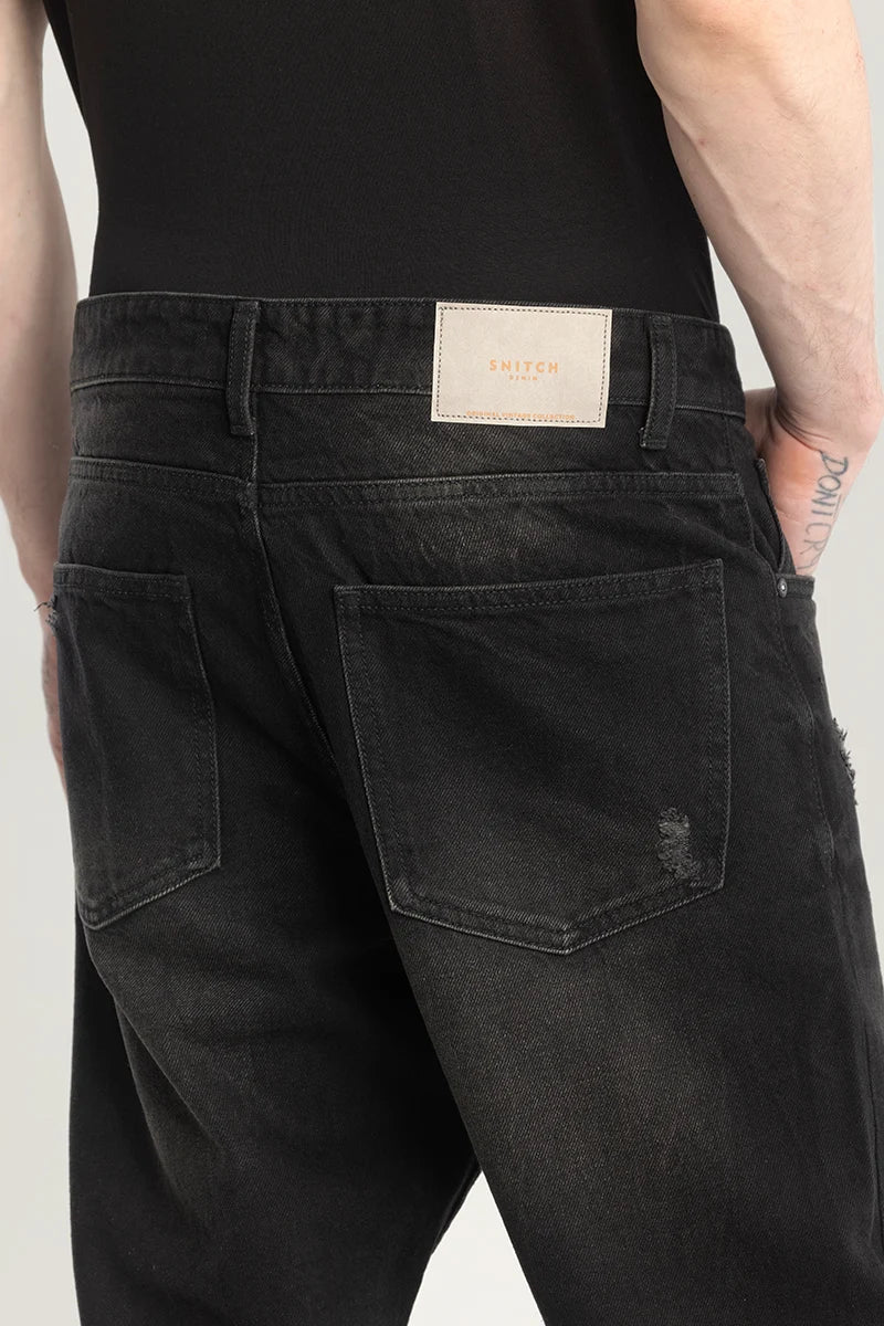 Rosal Black Plain Baggy Fit Jeans