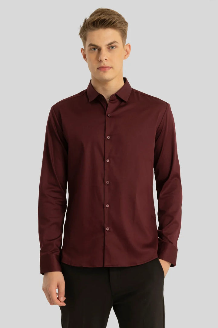 Etnni Maroon Plain Stitchless Shirt