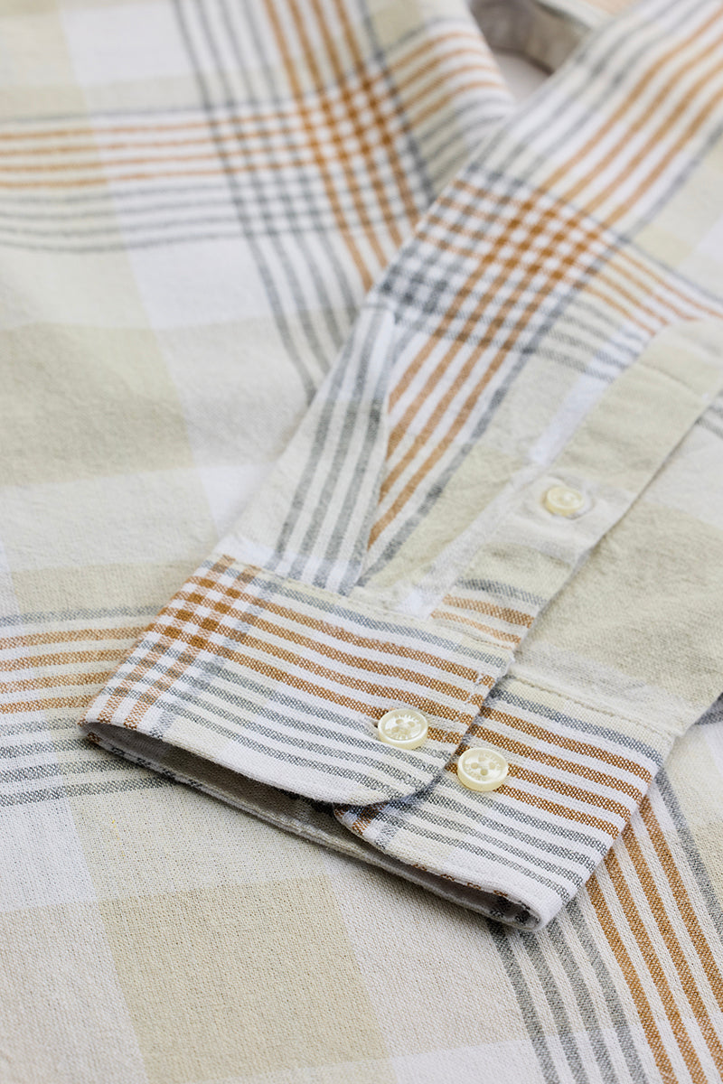 Beige Checks Slim Fit Shirt