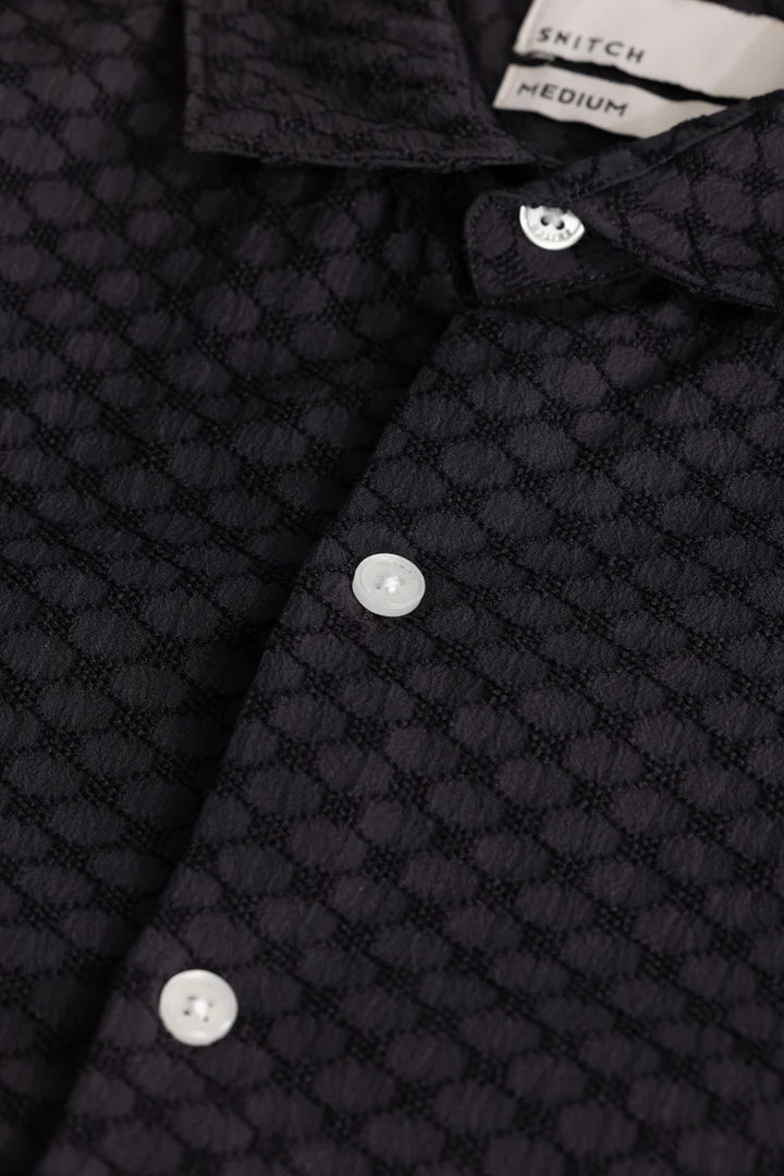 Charcoal Grey Textured Stretch Shirt