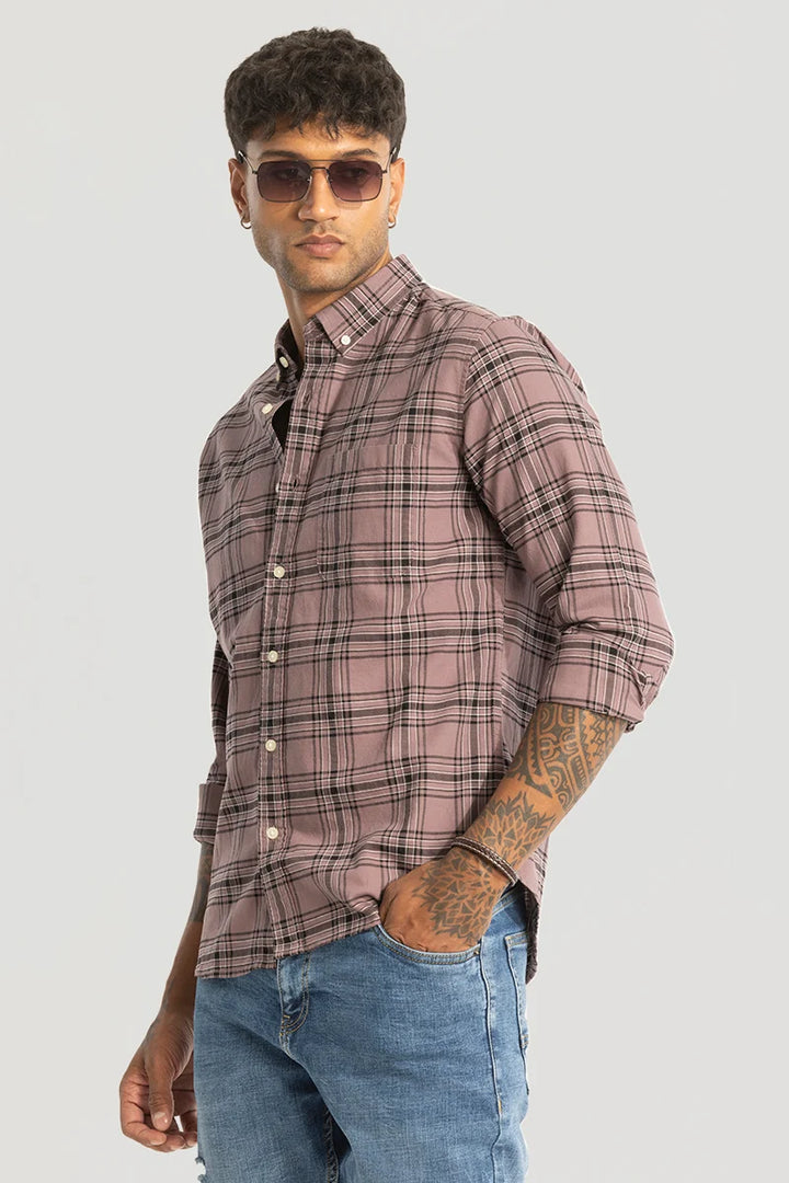 Mauve Checks Oxford Shirt