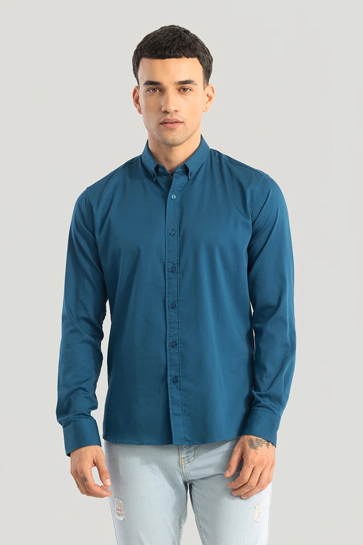 Benoit Teal Plain Shirts