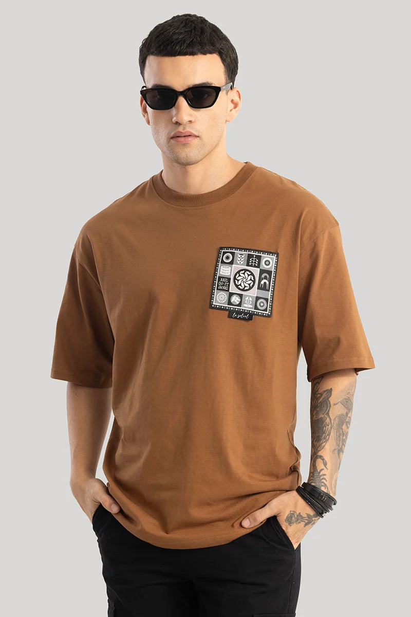 Le Soliel Brown Oversized T-Shirt