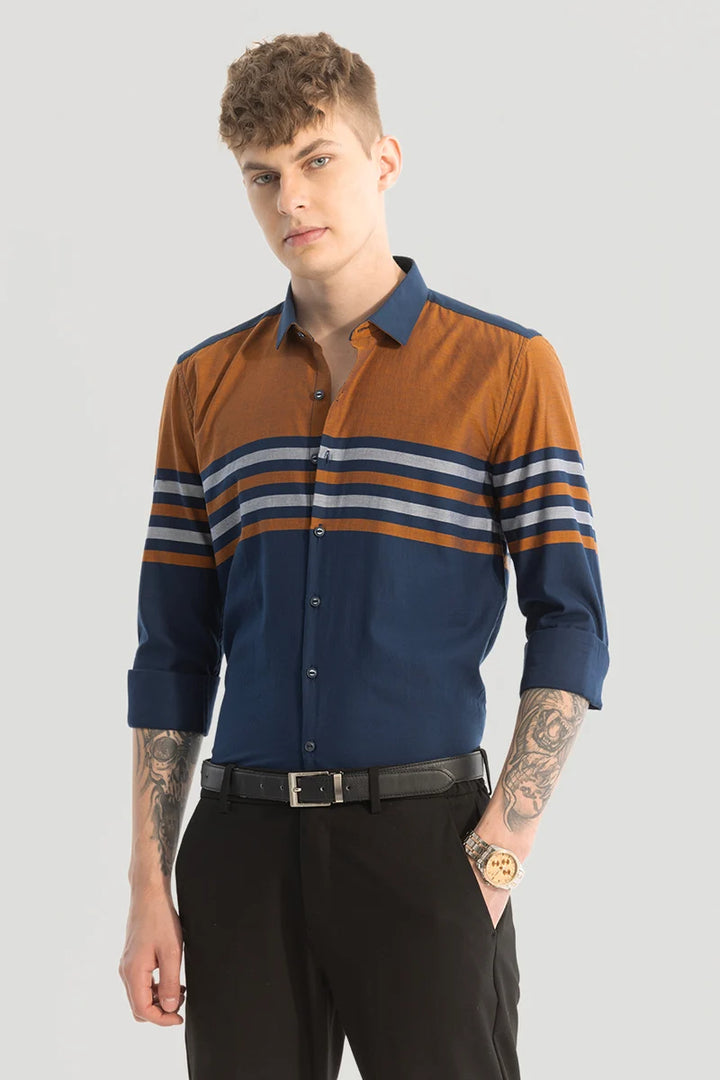 Navy Stripes Slim Fit Shirt