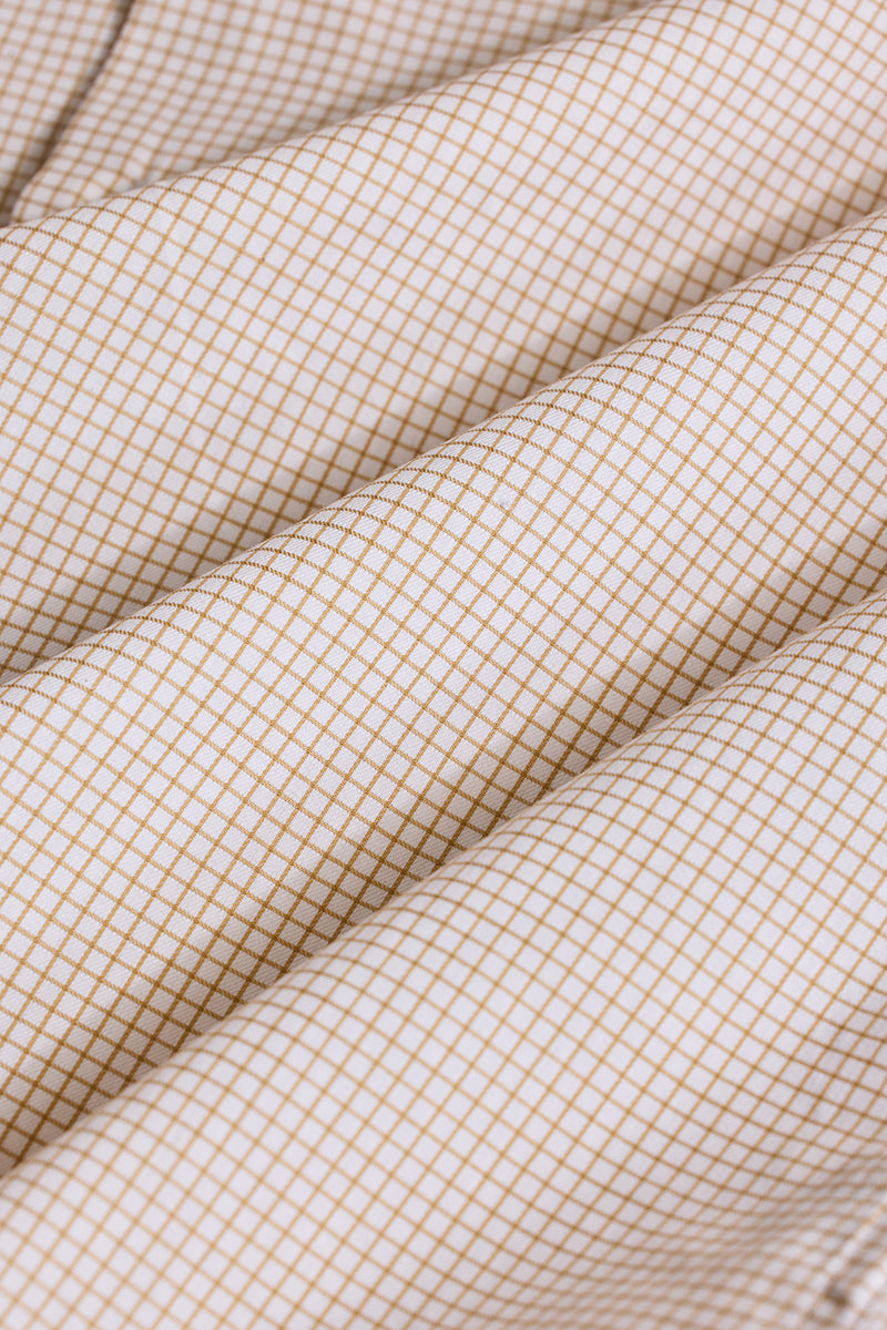 Beige Checks Giza Cotton Shirt