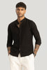 Black Mandarin Textured Shirt