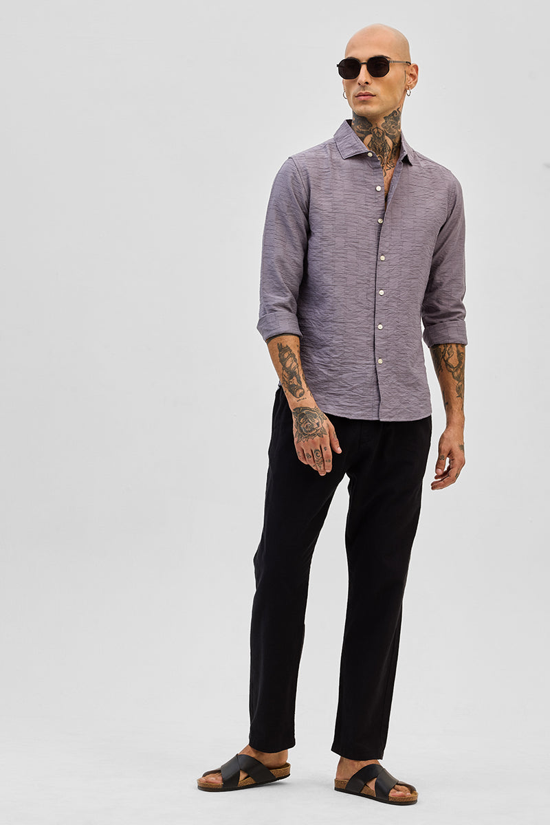 Lavender Slim Fit Self-Design Shirt