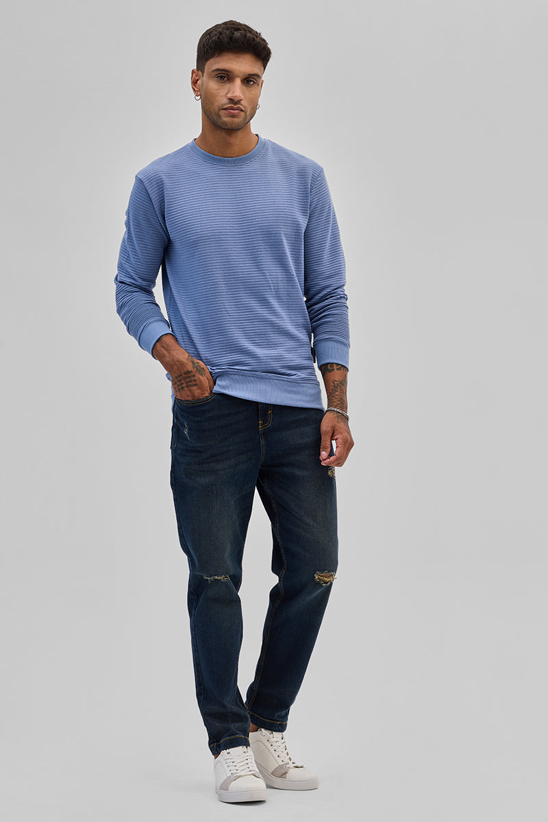 Blue Textured Sweatshirt