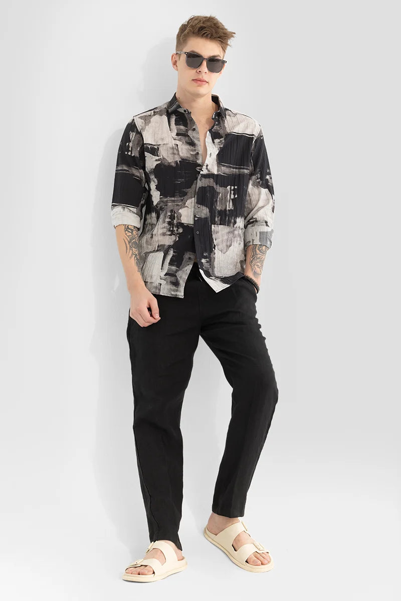 Black Textured Abstract Shirt