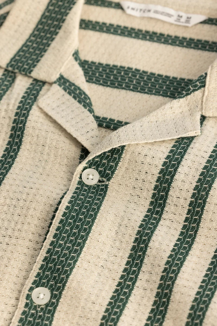 Green Stripe Crochet Shirt