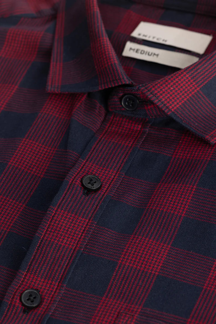 Navy Slim Fit Checks Shirt