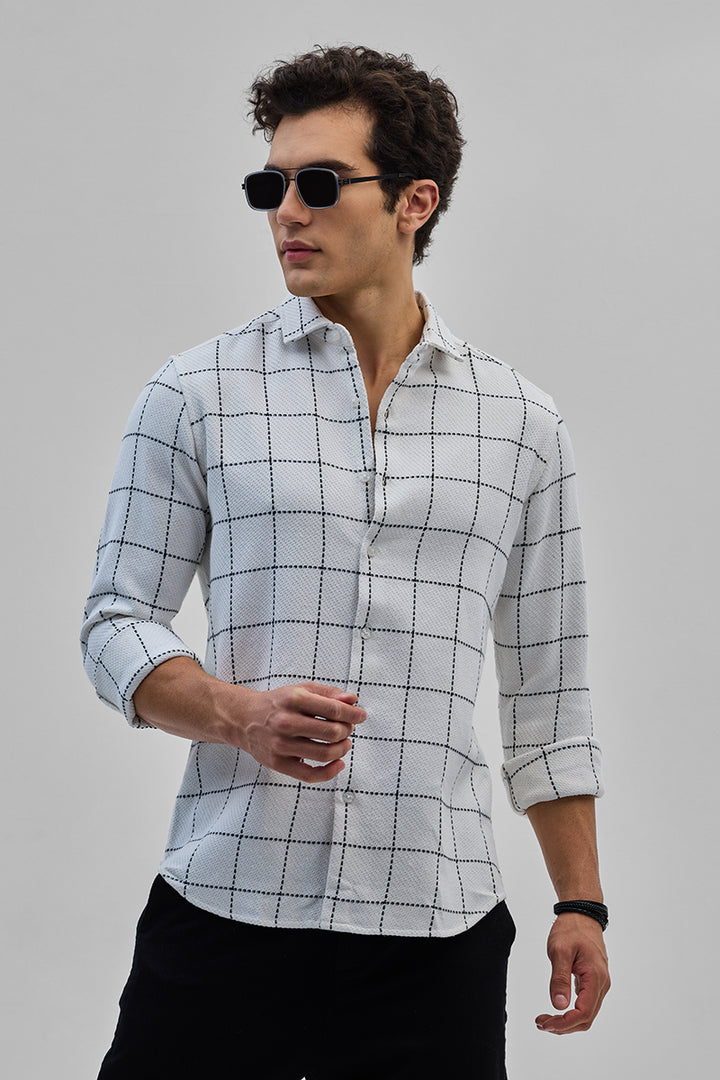 White Textured Checks Shirt