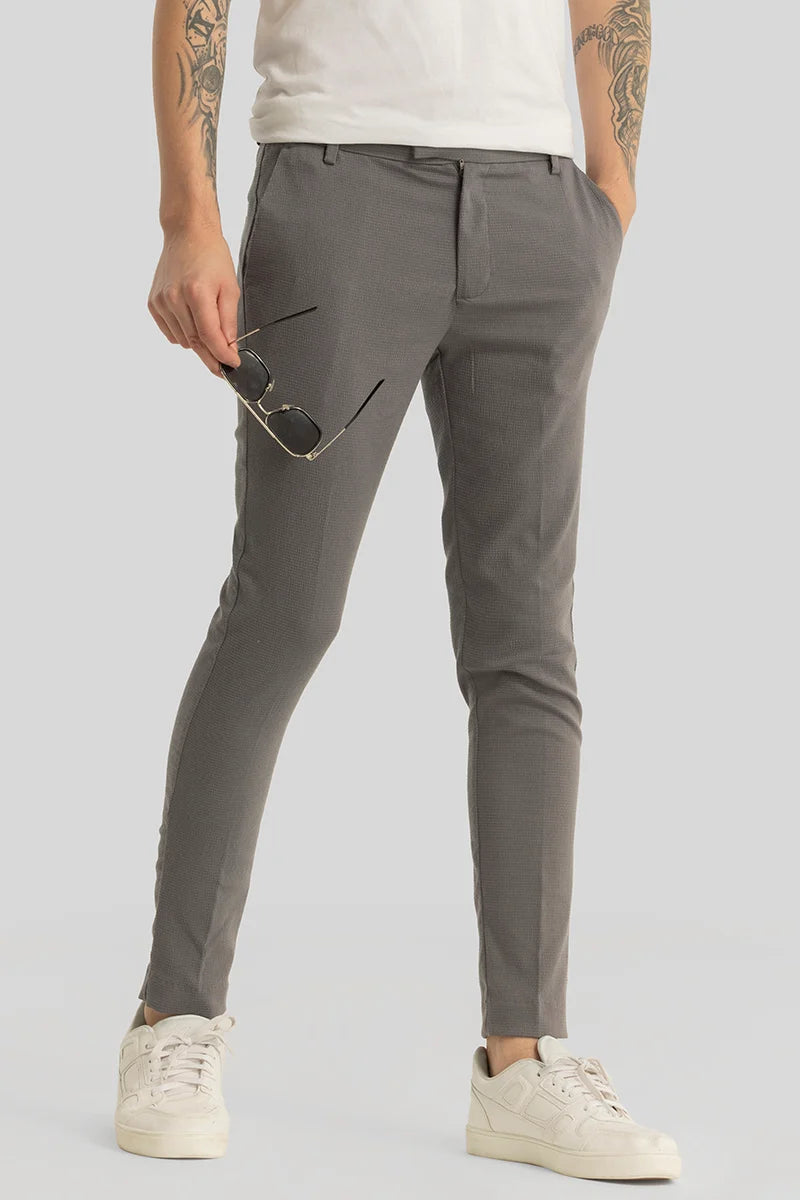 Yann Grey Plain Slim Fit Trousers