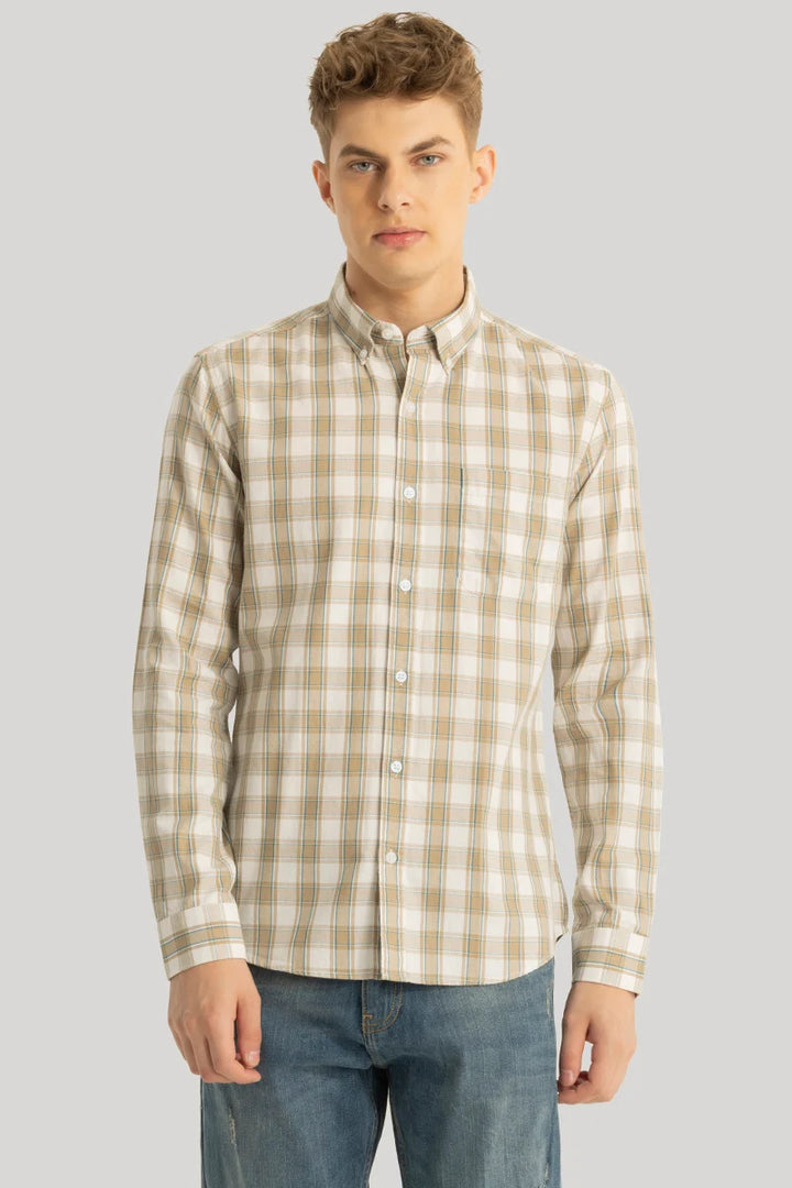 Mathieu Beige Checks Shirt